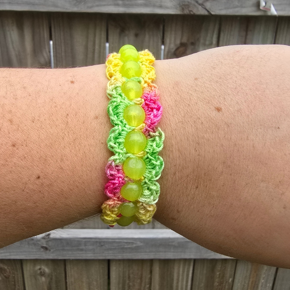 Hand Crafted Colorful Crochet Bracelet with Beads